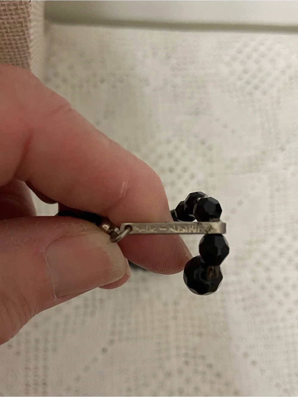 Vintage Made in Austria Black Faceted Crystal Glass Bead Necklace – Mid-Century